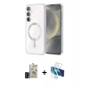 MARSİLYAN™- Galaxy S24 Kılıf Nova Işık Özel Seri - Siyah 3D Antistatik Seramik Nano Ekran Koruyucu + Bilvis Titan Kamera Lens - SH