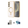 MARSİLYAN™- Galaxy S24 Kılıf Nova Işık Özel Seri - Siyah 3D Antistatik Seramik Nano Ekran Koruyucu + Bilvis Titan Kamera Lens - TMGI