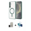 MARSİLYAN™- Galaxy S24 Kılıf Nova Işık Özel Seri - Siyah 3D Antistatik Seramik Nano Ekran Koruyucu + Bilvis Titan Kamera Lens - TMGI