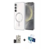 MARSİLYAN™- Galaxy S24 Kılıf Nova Işık Özel Seri - Siyah 3D Antistatik Seramik Nano Ekran Koruyucu + Bilvis Titan Kamera Lens - TMGI