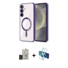 MARSİLYAN™- Galaxy S24 Kılıf Nova Işık Özel Seri - Siyah 3D Antistatik Seramik Nano Ekran Koruyucu + Bilvis Titan Kamera Lens - TMGI