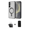 MARSİLYAN™- Galaxy S24 Kılıf Nova Işık Özel Seri - Siyah 6D Antistatik Mat Seramik Hayalet Nano Ekran Koruyucu + Kamera Lens Koruma Cam - SF
