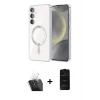 MARSİLYAN™- Galaxy S24 Kılıf Nova Işık Özel Seri - Siyah 6D Antistatik Mat Seramik Hayalet Nano Ekran Koruyucu + Kamera Lens Koruma Cam - SF