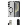 MARSİLYAN™- Galaxy S24 Kılıf Nova Işık Özel Seri - Siyah 6D Antistatik Mat Seramik Hayalet Nano Ekran Koruyucu + Bilvis Titan Kamera Lens - SH
