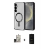 MARSİLYAN™- Galaxy S24 Kılıf Nova Işık Özel Seri - Siyah 6D Antistatik Mat Seramik Hayalet Nano Ekran Koruyucu + Bilvis Titan Kamera Lens - GD