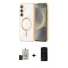 MARSİLYAN™- Galaxy S24 Kılıf Nova Işık Özel Seri - Siyah 6D Antistatik Mat Seramik Hayalet Nano Ekran Koruyucu + Bilvis Titan Kamera Lens - SH