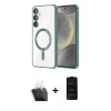 MARSİLYAN™- Galaxy S24 Kılıf Nova Işık Özel Seri - Siyah 6D Antistatik Mat Seramik Hayalet Nano Ekran Koruyucu + Kamera Lens Koruma Cam - SF