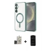 MARSİLYAN™- Galaxy S24 Kılıf Nova Işık Özel Seri - Siyah 6D Antistatik Mat Seramik Hayalet Nano Ekran Koruyucu + Bilvis Titan Kamera Lens - GD