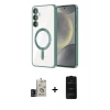 MARSİLYAN™- Galaxy S24 Kılıf Nova Işık Özel Seri - Siyah 6D Antistatik Mat Seramik Hayalet Nano Ekran Koruyucu + Bilvis Titan Kamera Lens - SH