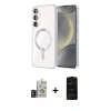 MARSİLYAN™- Galaxy S24 Kılıf Nova Işık Özel Seri - Siyah 6D Antistatik Mat Seramik Hayalet Nano Ekran Koruyucu + Derin Mor Bilvis Titan Kamera Lens