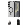 MARSİLYAN™- Galaxy S24 Kılıf Nova Işık Özel Seri - Siyah 6D Antistatik Mat Seramik Hayalet Nano Ekran Koruyucu + PVD Metal Kamera Lens - TNGI