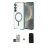 MARSİLYAN™- Galaxy S24 Kılıf Nova Işık Özel Seri - Siyah 6D Antistatik Mat Seramik Hayalet Nano Ekran Koruyucu + Derin Mor Bilvis Titan Kamera Lens