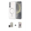 MARSİLYAN™- Galaxy S24 Kılıf Nova Işık Özel Seri - Siyah Bilvis 3D Cam Ekran Koruyucu + Bilvis Titan Kamera Lens - DNMR