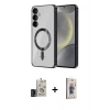 MARSİLYAN™- Galaxy S24 Kılıf Nova Işık Özel Seri - Siyah Bilvis 3D Cam Ekran Koruyucu + Bilvis Titan Kamera Lens - SH