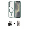 MARSİLYAN™- Galaxy S24 Kılıf Nova Işık Özel Seri - Siyah Bilvis 3D Cam Ekran Koruyucu + Derin Mor PVD Metal Kamera Lens