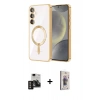 MARSİLYAN™- Galaxy S24 Kılıf Nova Işık Özel Seri - Siyah Bilvis 3D Cam Ekran Koruyucu + PVD Metal Kamera Lens - GD
