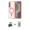 MARSİLYAN™- Galaxy S24 Kılıf Nova Işık Özel Seri - Siyah Bilvis 3D Cam Ekran Koruyucu + PVD Metal Kamera Lens - GD