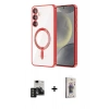 MARSİLYAN™- Galaxy S24 Kılıf Nova Işık Özel Seri - Siyah Bilvis 3D Cam Ekran Koruyucu + PVD Metal Kamera Lens - TNGI