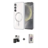 MARSİLYAN™- Galaxy S24 Kılıf Nova Işık Özel Seri - Siyah Bilvis 3D Cam Ekran Koruyucu + PVD Metal Kamera Lens - TNGI
