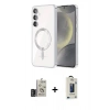 MARSİLYAN™- Galaxy S24 Kılıf Nova Işık Özel Seri - Siyah Bilvis Hayalet Cam Ekran Koruyucu + Bilvis Titan Kamera Lens - DNMR