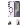 MARSİLYAN™- Galaxy S24 Kılıf Nova Işık Özel Seri - Siyah Bilvis Hayalet Cam Ekran Koruyucu + PVD Metal Kamera Lens - DNMR