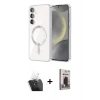 MARSİLYAN™- Galaxy S24 Kılıf Nova Işık Özel Seri - Siyah Bilvis Hayalet Cam Ekran Koruyucu + Kamera Lens Koruma Cam - SF