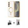 MARSİLYAN™- Galaxy S24 Kılıf Nova Işık Özel Seri - Siyah Bilvis Hayalet Cam Ekran Koruyucu + PVD Metal Kamera Lens - SH