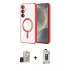 MARSİLYAN™- Galaxy S24 Kılıf Nova Işık Özel Seri - Siyah Bilvis Hayalet Cam Ekran Koruyucu + Bilvis Titan Kamera Lens - TMGI