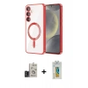 MARSİLYAN™- Galaxy S24 Kılıf Nova Işık Özel Seri - Siyah Polymer Nano Ekran Koruyucu + Bilvis Titan Kamera Lens - TMGI