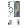 MARSİLYAN™- Galaxy S24 Kılıf Nova Işık Özel Seri - Siyah Polymer Nano Ekran Koruyucu + Bilvis Titan Kamera Lens - TMGI
