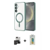 MARSİLYAN™- Galaxy S24 Kılıf Nova Işık Özel Seri - Siyah Polymer Nano Ekran Koruyucu + PVD Metal Kamera Lens - DNMR