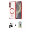 MARSİLYAN™- Galaxy S24 Kılıf Nova Işık Özel Seri - Siyah Polymer Nano Ekran Koruyucu + PVD Metal Kamera Lens - DNMR