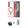 MARSİLYAN™- Galaxy S24 Kılıf Nova Işık Özel Seri - Siyah Polymer Nano Ekran Koruyucu + Kamera Lens Koruma Cam - SF