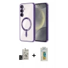 MARSİLYAN™- Galaxy S24 Kılıf Nova Işık Özel Seri - Siyah Polymer Nano Ekran Koruyucu + Bilvis Titan Kamera Lens - SH