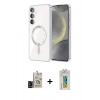 MARSİLYAN™- Galaxy S24 Kılıf Nova Işık Özel Seri - Siyah Polymer Nano Ekran Koruyucu + Bilvis Titan Kamera Lens - SH