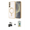 MARSİLYAN™- Galaxy S24 Kılıf Nova Işık Özel Seri - Siyah Polymer Nano Ekran Koruyucu + PVD Metal Kamera Lens - TNGI