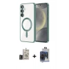 MARSİLYAN™- Galaxy S24 Kılıf Nova Işık Özel Seri - Siyah Vanessa Magic Cam + Gold Bilvis Titan Kamera Lens
