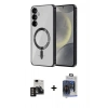 MARSİLYAN™- Galaxy S24 Kılıf Nova Işık Özel Seri - Siyah Vanessa Magic Cam + PVD Metal Kamera Lens - GD