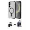 MARSİLYAN™- Galaxy S24 Kılıf Nova Işık Özel Seri - Siyah Vanessa Magic Cam + PVD Metal Kamera Lens - SH