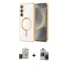 MARSİLYAN™- Galaxy S24 Kılıf Nova Işık Özel Seri - Siyah Vanessa Magic Hayalet Cam + Bilvis Titan Kamera Lens - GD