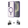 MARSİLYAN™- Galaxy S24 Kılıf Nova Işık Özel Seri - Siyah Vanessa Magic Hayalet Cam + PVD Metal Kamera Lens - GD