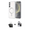 MARSİLYAN™- Galaxy S24 Kılıf Nova Işık Özel Seri - Siyah Vanessa Magic Hayalet Cam + Kamera Lens Koruma Cam - SF