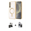 MARSİLYAN™- Galaxy S24 Kılıf Nova Işık Özel Seri - Siyah Vanessa Magic Hayalet Cam + PVD Metal Kamera Lens - DNMR