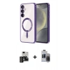 MARSİLYAN™- Galaxy S24 Kılıf Nova Işık Özel Seri - Siyah Vanessa Magic Hayalet Cam + PVD Metal Kamera Lens - DNMR