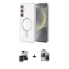 MARSİLYAN™- Galaxy S24 Kılıf Nova Işık Özel Seri - Siyah Vanessa Magic Hayalet Cam + PVD Metal Kamera Lens - SH