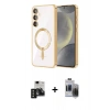 MARSİLYAN™- Galaxy S24 Kılıf Nova Işık Özel Seri - Siyah Vanessa Magic Hayalet Cam + PVD Metal Kamera Lens - SH