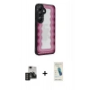MARSİLYAN™- Galaxy S24 Kılıf Odak Klasik Serisi - Şeffaf Pasifik Cam Ekran Koruyucu + PVD Metal Kamera Lens - DNMR