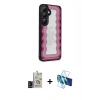 MARSİLYAN™- Galaxy S24 Kılıf Odak Klasik Serisi - Siyah 3D Antistatik Seramik Nano Ekran Koruyucu + Bilvis Titan Kamera Lens - SH