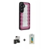 MARSİLYAN™- Galaxy S24 Kılıf Odak Klasik Serisi - Siyah Polymer Nano Ekran Koruyucu + PVD Metal Kamera Lens - DNMR