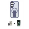 MARSİLYAN™- Galaxy S24 Kılıf Pusula Doku Koleksiyonu - Şeffaf 360 Full Body Arka Koruyucu + Bilvis Titan Kamera Lens - TMGI